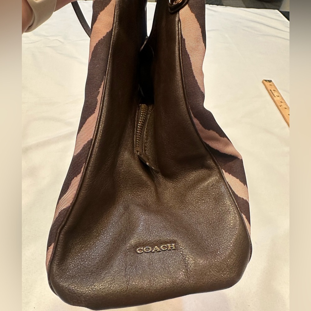 Coach Zebra-Print Brown and Tan Shoulder Bag - Picture 9 of 12